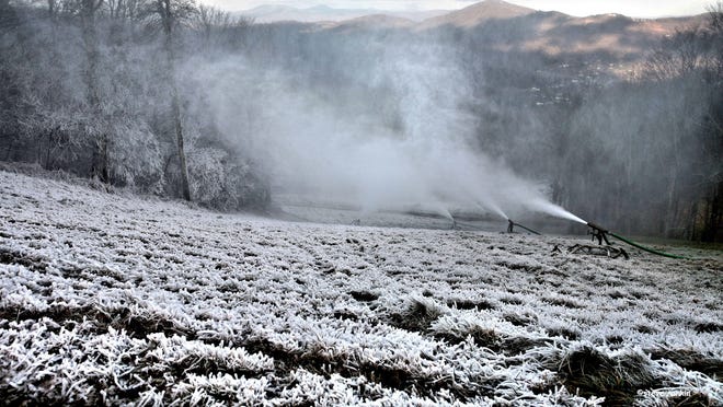 With winter’s return, McAdenville resident Steve Rankin went to the slopes at Sugar Mountain outside Boone to see how they make snow for the skiers. [PHOTO BY STEVE RANKIN]
