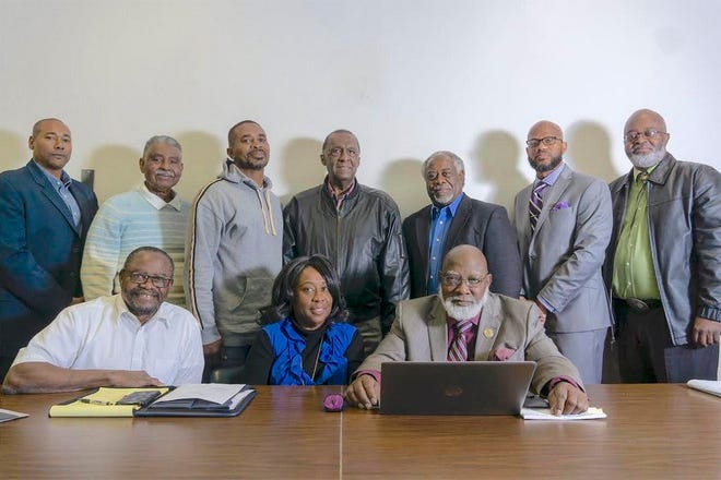 Members of the Louisiana Industrial Hemp Alliance (LIHA) held their inaugural meeting at the Southern University Agricultural Land-Grant Campus on January 14, 2019. Seated from left are, Curtis L. Willis, Ph.D.; Joyce James and Bobby R. Phills, Ph.D., Chancellor-Dean of the SU Land-Grant Campus. Standing, from left, are Joe Lavigne; Arthur Walker, LIHA Chair; Odis Hill, SU Ag Center Assistant Area Agent; Winston L. Brumfield; Versa O. Clark; Andra Johnson, Ph.D., SU Ag Center Vice Chancellor for Research and C. Reuben Walker, Ph.D., SU Land-Grant Campus Associate Vice Chancellor for Auxiliary and External Engagement.