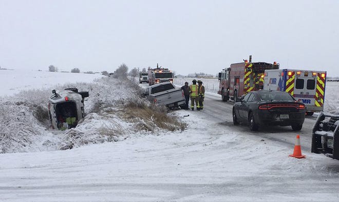 Fox News host Bret Baier and his family were riding in this vehicle, which overturned outside Bozeman, Montana on Monday, Jan. 21, 2019. [Montana Department of Justice via AP]
