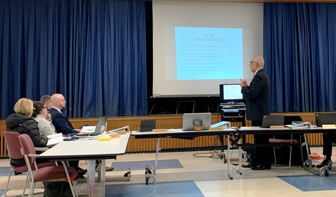 Marshfield Schools Superintendent Jeff Granatino presents to the School Committee during their meeting on Tuesday, Jan. 15.

[Wicked Local Photo/James Kukstis]