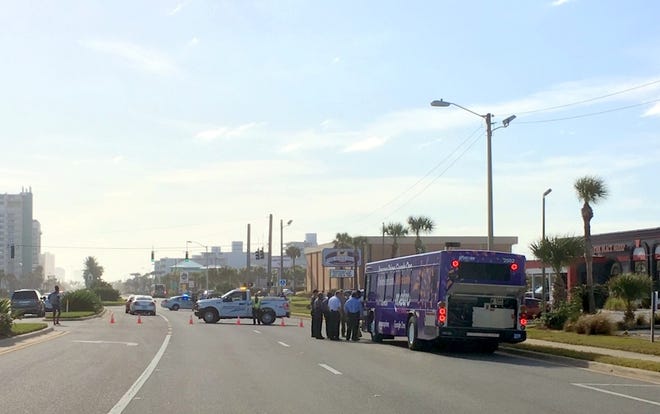 Seabreeze High School and local businesses were being evacuated and South Atlantic Avenue was shut down as authorities worked a bomb threat call Wednesday morning. Authorities said a man on a Votran bus was threatening to blow up the bus. [News-Journal/Nikki Ross]