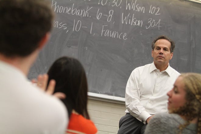Congressman David Cicilline meets with the Brown College Democrats in Wilson Hall at Brown University in 2012. [The Providence Journal/Bob Thayer]