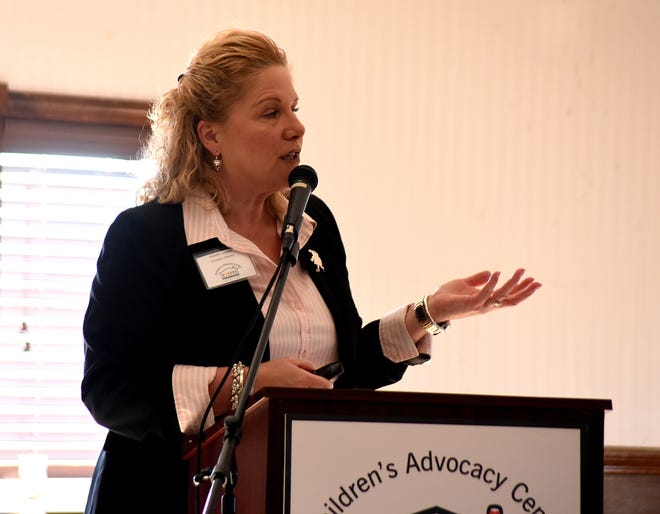 Executive Director Michelle Loranger speaks for the Children's Advocacy Center of Bristol County during a legislative breakfast held at BK's Tavern Jan. 25. [Herald News Photo | Dave Souza]