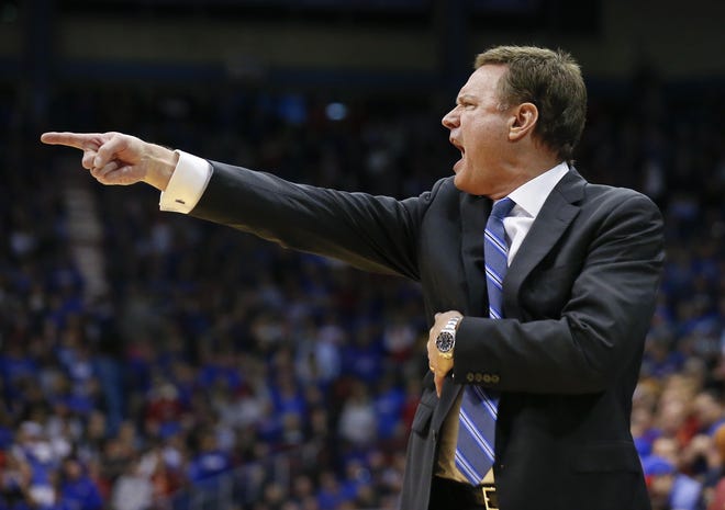 Kansas basketball coach Bill Self and the Jayhawks have earned victories over fellow blue-blood Kentucky in three straight seasons. The ninth-ranked Jayhawks will battle the eighth-ranked Wildcats at 5 p.m. Saturday at Rupp Arena in Lexington, Ky. [Chris Neal/The Capital-Journal]