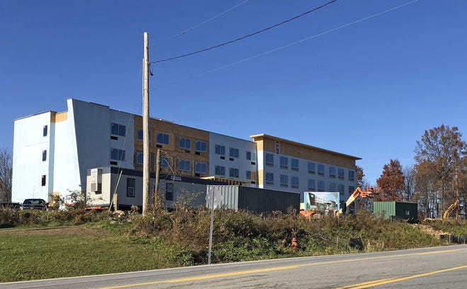 A new Tru by Hilton hotel is being built off Dunning Road in the Town of Wallkill. The hotel is one of several new lodging developments in the area. [LANA BELLAMY/TIMES HERALD-RECORD]