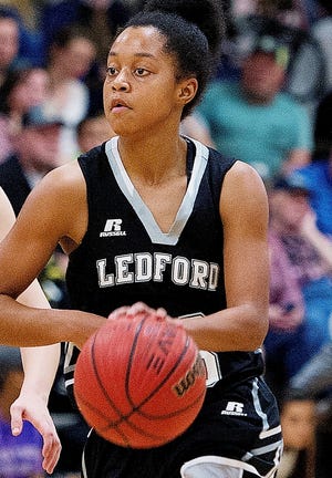 Ledford's Lyrik Thorne has set a new Davidson County career scoring mark for girls basketball. [Donnie Roberts/The Dispatch]
