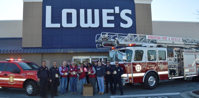 Lowe’s of Kinston is partnering with Kinston Fire and Rescue by donating 100 smoke detectors that will go to low-income residents and senior citizens. [Contributed photo]