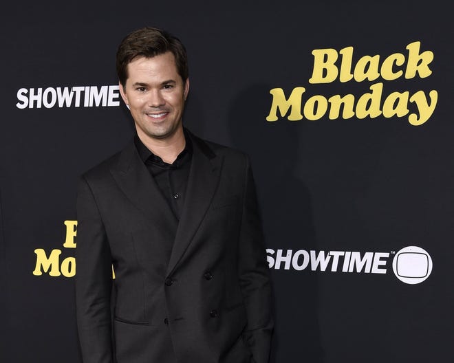 Andrew Rannells, a cast member in the Showtime television series "Black Monday," poses at the premiere of the show, Monday, Jan. 14, 2019, in Los Angeles. (Photo by Chris Pizzello/Invision/AP)