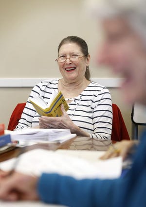 Carol Mersereau, a retired nurse, teaches classes at the Marshfield Senior Center, including this French class, Thursday, January 17, 2019. Gary Higgins/The Patriot Ledger