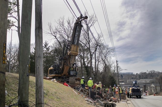 Construction on North Avenue in Athens, Ga., on Friday, Feb. 1, 2019. [Photo/Joshua L. Jones, Athens Banner-Herald]
