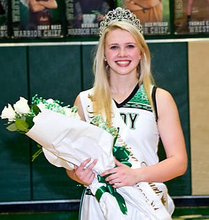 Grace Heath, daughter of Darrin and Jody Heath, was chosen as West Branch's Winter Homecoming Queen prior to the Warriors' varsity basketball game Friday against Carrollton at the West Branch Field House.