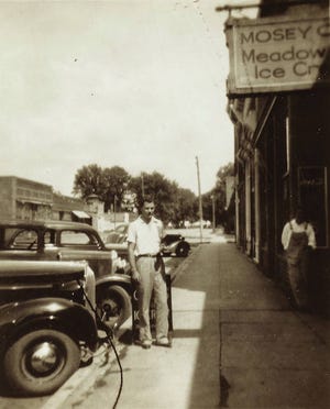 This historic photo was taken outside Mosey’s Cafe in the 1950s.