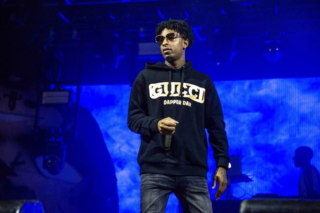 In this Sunday, Oct. 28, 2018, file photo, 21 Savage performs at the Voodoo Music Experience in City Park in New Orleans. Authorities in Atlanta say Grammy-nominated rapper 21 Savage is in federal immigration custody. U.S. Immigration and Customs Enforcement spokesman Bryan Cox says the artist, whose given name is Sha Yaa Bin Abraham-Joseph, was arrested in a targeted operation early Sunday, Feb. 3, 2019, in the Atlanta area. [Associated Press file]
