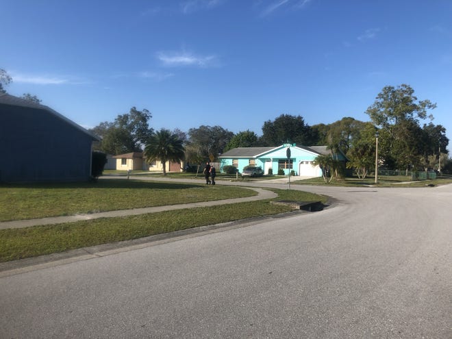 Members of the North Port Police Department search a neighborhood in the area of Berwick Street and Harmony Road on Feb. 5, 2019, after an 11-year-old girl reported an attempted kidnapping on Feb. 4. [Provided by North Port Police]