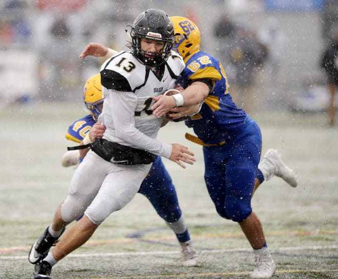 Quaker Valley's Ricky Guss said his mother was his inspiration as he guided the Quakers to state football championship in 2017. Julie Guss died last week. A celebration of her life will be held Saturday. [Sally Maxson/BCT file]