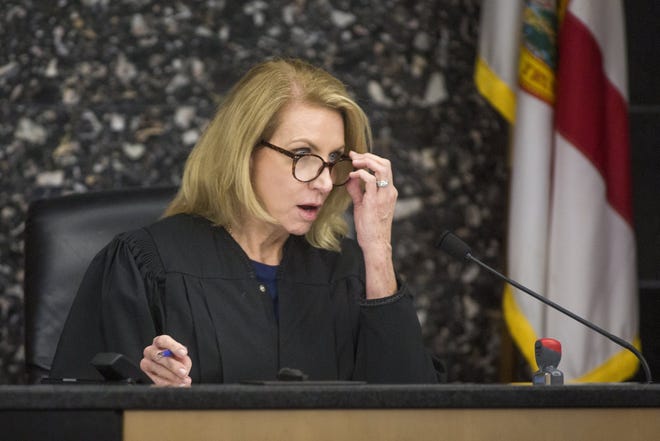 Palm Beach County Circuit Judge Laura Johnson in court in 2018 [JAMES WOOLDRIDGE/palmbeachpost.com]