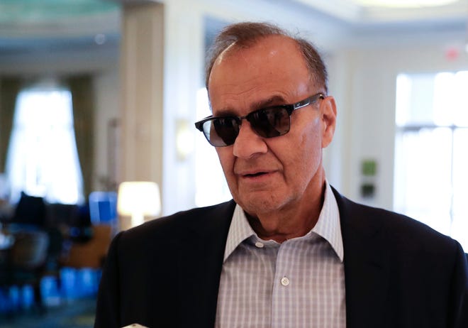 Major League Baseball chief baseball officer Joe Torre speaks with a reporter at the baseball owners meetings on Thursday. [John Raoux/The Associated Press]