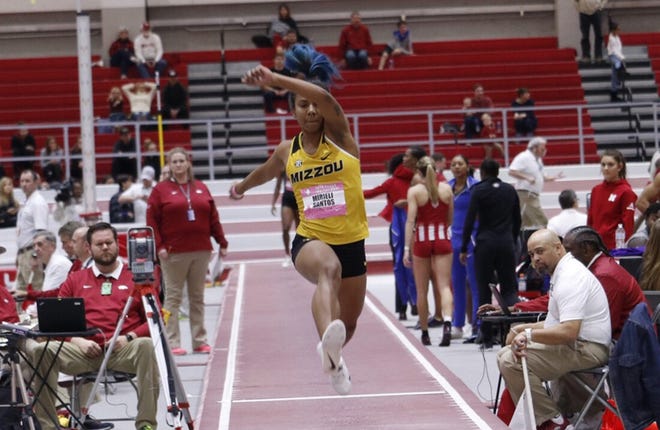 Freshman Mirieli Santos set the triple jump school record in her Missouri debut Saturday. [Mizzou athletics]