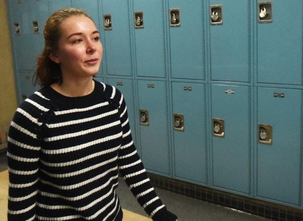Caroline Dillon, 17, is spearheading a bill to ensure New Hampshire schools provide free feminine hygiene products. [Deb Cram/Foster's Daily Democrat]