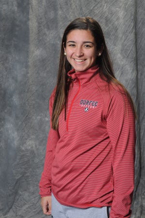 Jasmine Manteiga's 2017 Herald News All Scholastic girls' soccer picture. The Durfee senior missed most of the 2018 season with a knee injury. [Herald News file photo]