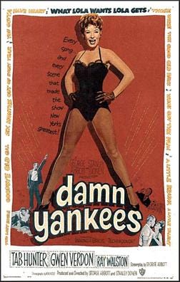 Movie poster for Damn Yankees, 1958. [Warner Bros./Wikimedia Commons]