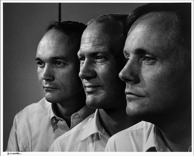 A photo of the Apollo XI crew, Neil Armstrong, Buzz Aldrin and Michael Collins, taken by Yousuf Karsh in September 1969. [Provided]
