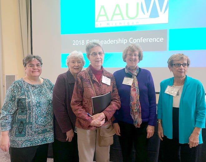 Members of the Jackson chapter of the American Association of University Women attended the fall conference in October. The group is open and looking for new members. Pictured include: Ruth Brown (left) past president, Peggy Younglove, bulletin editor and chair fellowship honorees, Margaret York-Ikes, secretary, Nancy Connell, president and Kathy Boyer, vice president. [COURTESY PHOTO]