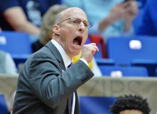 Things won't be getting any easier for the Zips, coach John Groce says. The last six teams on UA’s schedule have a 101-48 combined record. [Jeff Lange/Beacon Journal/Ohio.com correspondent]