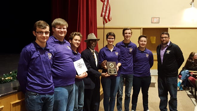 Williamsville High School team pose with Lincoln Masonic Lodge #210 Worshipful Master Dwight Reed after winning the sectional title in Lincoln. [Photo submitted]