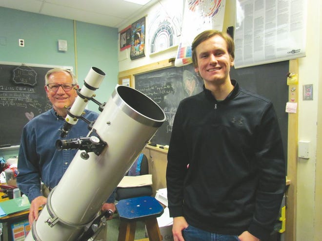 Jeff Shaffer decided to donate this Newtonian telescope to Greencastle-Antrim High School after reading about Kyle Andruczk's interest in astronomy, including starting an astronomy club the school. SHAWN HARDY/ECHO PILOT