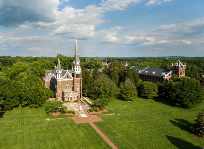 The cathedral and campus of Belmont Abbey College in Belmont. [Special to The Gazette]