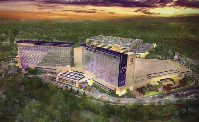 Rendering of the Mashpee Wampanoag casino, First Light, in Taunton as of March 2016. [Steelman Partners]