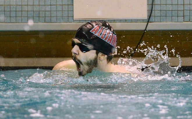 Alliance junior Will Rose swam 50.48 to win the 100 fly at the 2019 Division II Akron Sectional Swimming Championships, Feb. 8, 2019. (CantonRep.com / Ray Stewart)