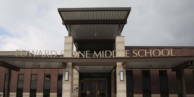 The entrance to Edward Stone Middle School is shown Feb. 24, 2012 in Burlington. [file/thehawkeye.com]