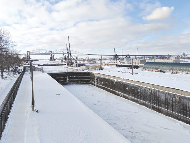 This 2018 Sault News file photo shows the Soo Locks just before winter maintenance began.