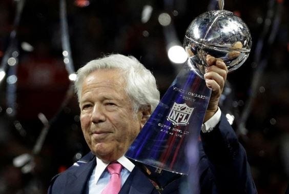 Patriots owner Robert Kraft has been charged with paying for sexual services at a spa in Florida. [AP PHOTO]