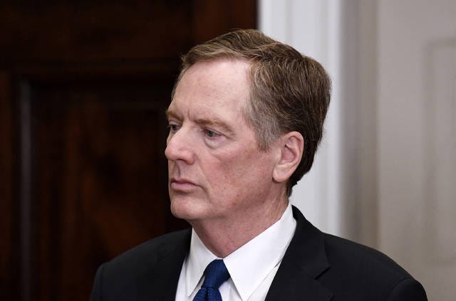 TALKING HEAD — U.S. Trade Representative Robert Lighthizer, seen here at a signing ceremony on steel and aluminum imports at the White House on March 8, 2018, will testify this week before a congressional committee. (Olivier Douliery/Abaca Press/TNS)