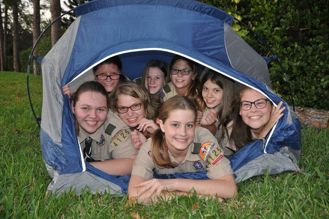 The all-girls Scouts BSA Troop 4125 based in Wellington was one of the first all-girls troops to form in Palm Beach County. It has eight members ages 11-16. [Photo provided by Scouts BSA Troop 4125]