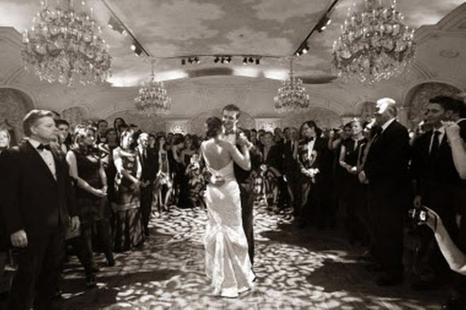 Choosing a song for your first foray onto the dance floor as a married couple can be daunting. [The WeddingChannel.com / Brian Dorsey Studios]