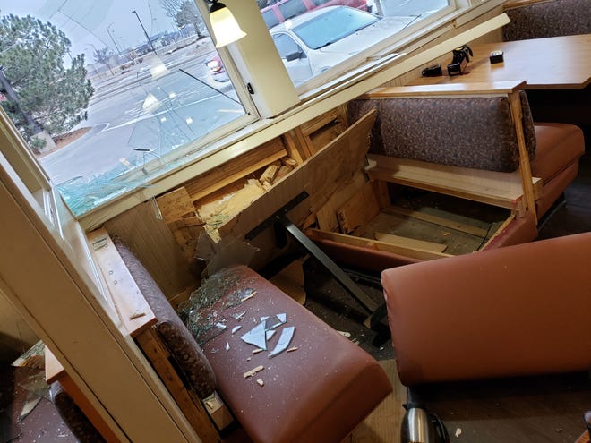 IHOP in Hutchinson was damaged when a customer drove into the building on Thursday. [Courtesy]