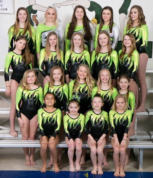 Local athletes Maddie Shelton is in back row on the left, Landrey Harris is the front row second from left and Caleigh Anderson is in the front row, third from left. Contributed photo