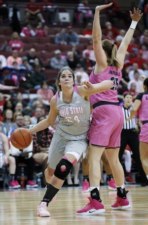 Knee problems limited Makayla Waterman to being a role player the past three seasons for Ohio State, but she is averaging 7.9 points and 30.8 minutes per game as a senior. [Joshua A. Bickel/Dispatch]