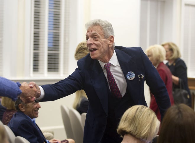 Rene Silvin accepted the nomination for Town Council at the Town Caucus. [Meghan McCarthy/palmbeachdailynews.com]