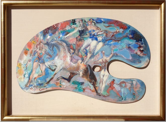 The Fine Arts Society of Sarasota has announced the return of "Palette" by Jon Corbino, which was stolen from the Van Wezel Performing Arts Hall in 1991. [Photo courtesy the Lee Corbino Galleries]