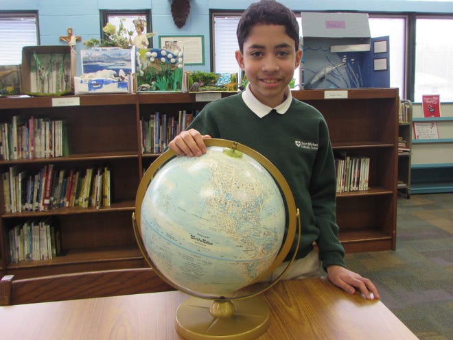 Austin Rios, a seventh-grader, at Saint Michael Catholic School will take part in the 2019 National Geographic GeoBee North Carolina State Competition at Central Piedmont Community College on March 29. [SUBMITTED PHOTO]