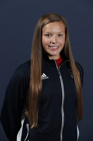 Freeport High School graduate Lexie Joy finished her final college swimming meet for the University of Illinois-Chicago with a first-place finish in the 200-yard freestyle and a second-place finish in the 500-yard freestyle. [PHOTO PROVIDED BY UIC ATHLETIC COMMUNICATIONS]