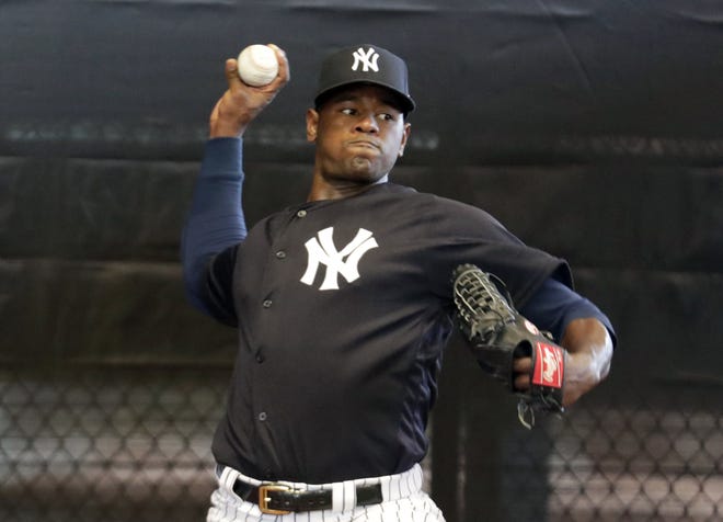 Luis Severino isn't concerned about the shoulder issue that has him benched for now and said it's better to go through this now instead of at the end of the season. [AP Photo/Lynne Sladky, File]