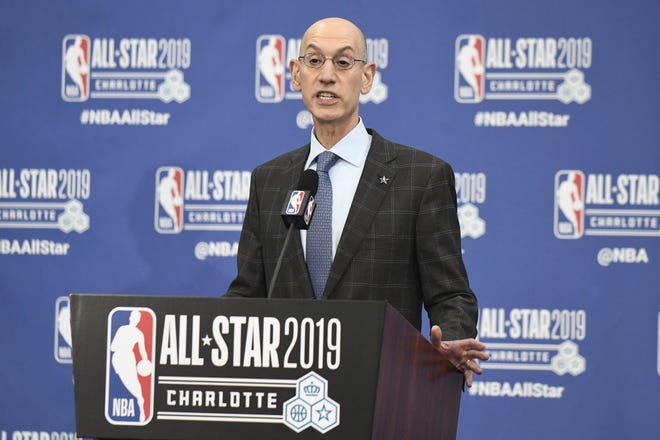 NBA Commissioner Adam Silver speaks to the media during a news conference at Spectrum Center in Charlotte, North Carolina, on Feb. 16, 2019. [David T. Foster III/Charlotte Observer file via TNS]