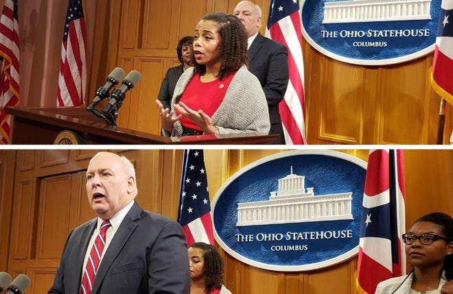 Reps. Erica Crawley, D-Columbus, and Michael Skindell, D-Lakewood, propose an expansion of the state’s earned income tax credit. (Jim Siegel)