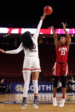 Shaquera Wade finished her Alabama career with 1,028 points and tied for sixth all-time in UA history in steals. Wade put in 19 points and nine rebounds in Thursday's loss to Auburn in the SEC Tournament. [Photo/Alabama Athletics]
